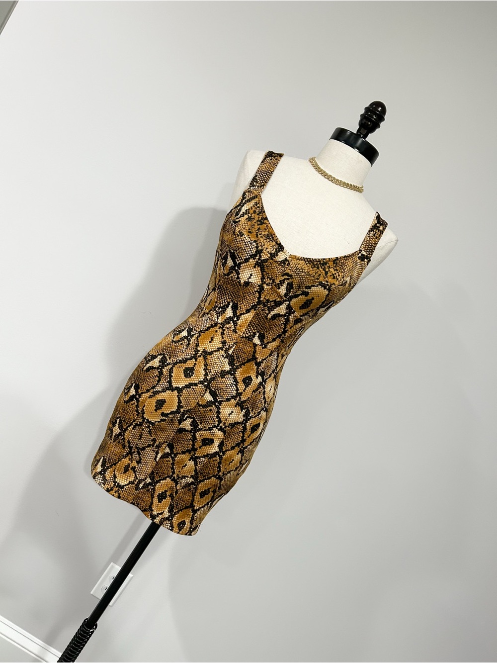 Zara Snake-Print Mini Dress in Brown and Black